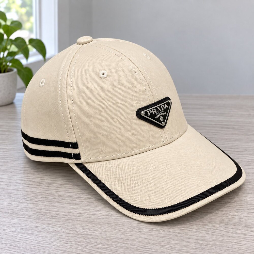 Prada Ivory Cap with Black Stripes - Picture 4 of 6